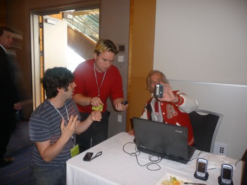 Jean Hebert teaching Peter Davies and Hendrik Beune of AHA MEDIA Jean Hebert teaching Peter Davies and Hendrik Beune of AHA MEDIA