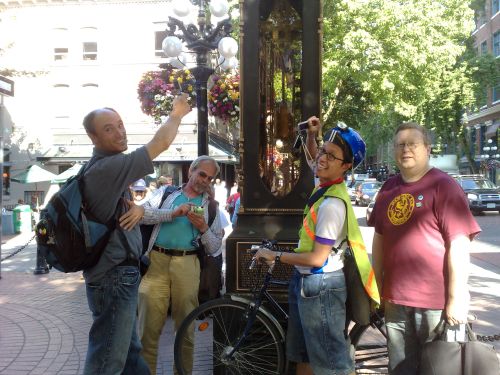 Mobie Media crew by the Steam Clock in Gastown Mobie Media crew by the Steam Clock in Gastown