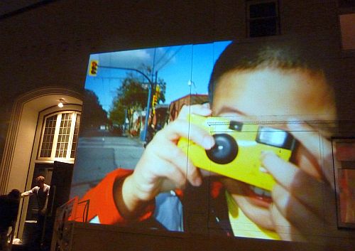 Outdoor Projection onto Chapel Arts from garage