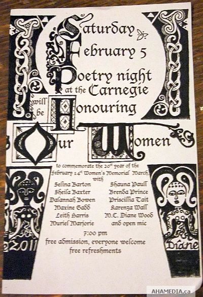 1 AHA MEDIA at Honouring our Women Poetry Night at Carnegie Centre, Vancouver