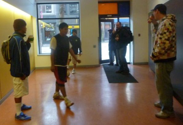 2 AHA MEDIA films Woodwards FC team in Vancouver DTES