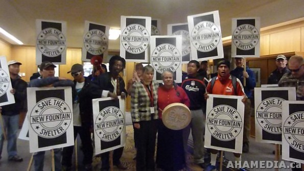 39 AHA MEDIA films Protest at Vancouver City Hall to SAVE New Fountain Shelter in DTES
