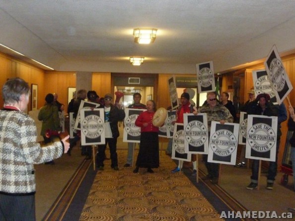 45 AHA MEDIA films Protest at Vancouver City Hall to SAVE New Fountain Shelter in DTES