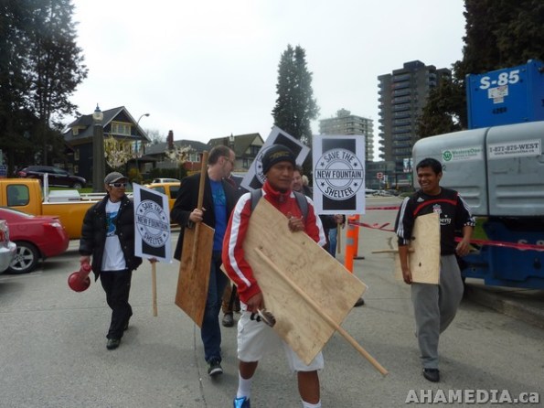 94 AHA MEDIA films Protest at Vancouver City Hall to SAVE New Fountain Shelter in DTES