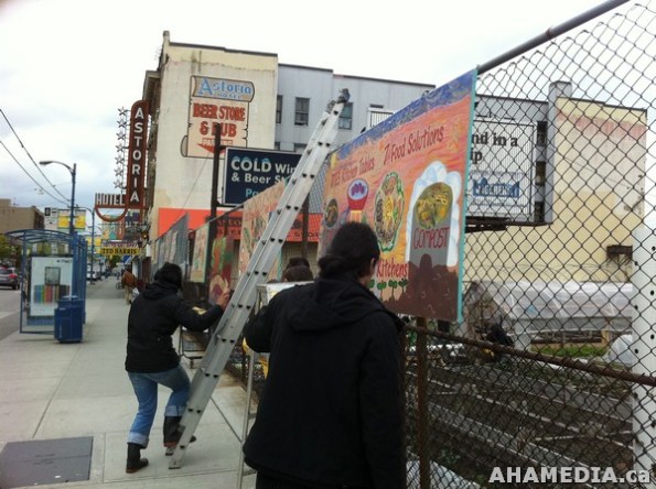 45 AHA MEDIA filmed DTES NH Right to Food Murals going up
