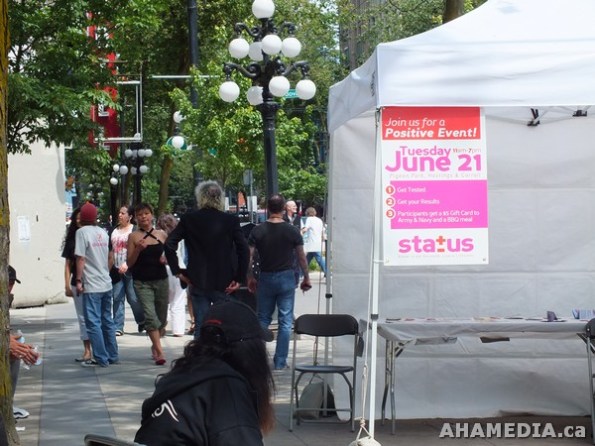 12 AHA MEDIA films HIV testing event at Pigeon Park in Vancouver DTES