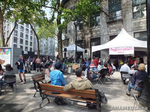 16 AHA MEDIA films HIV testing event at Pigeon Park in Vancouver DTES
