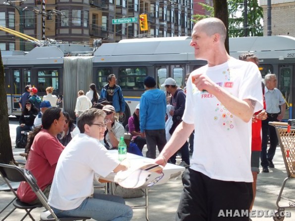 28 AHA MEDIA films HIV testing event at Pigeon Park in Vancouver DTES