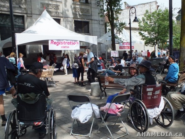 8 AHA MEDIA films HIV testing event at Pigeon Park in Vancouver DTES