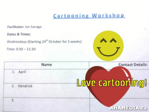 1 AHA MEDIA learns cartooning from Ian Savage, Artist in Vancouver