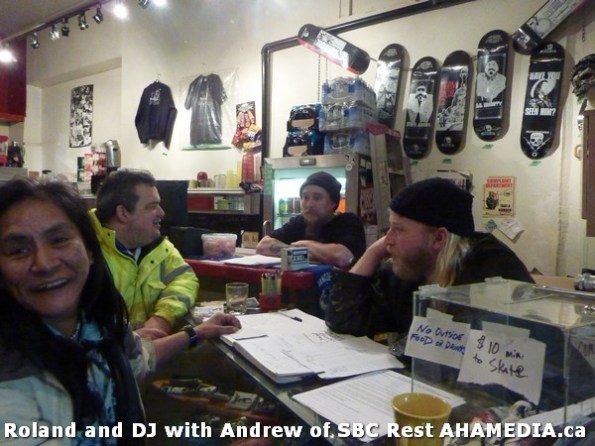 2 AHA MEDIA  sees Roland Clarke speak with Andrew of SBC Restaurant in Vancouver DTES