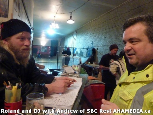 4 AHA MEDIA  sees Roland Clarke speak with Andrew of SBC Restaurant in Vancouver DTES
