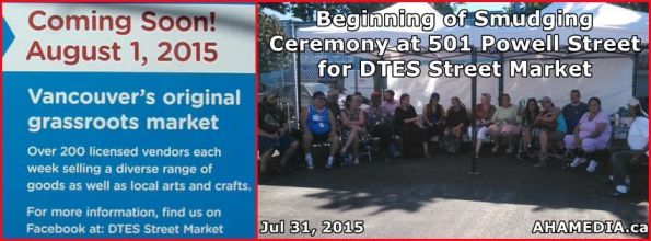 Beginning of Smudging Ceremony at  501 Powell Street for DTES Street Market